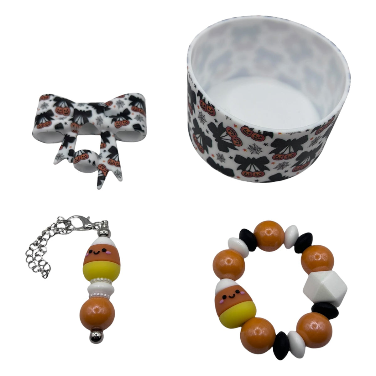 Classic Cherry Candy Corn Bow Tumbler Accessory Set