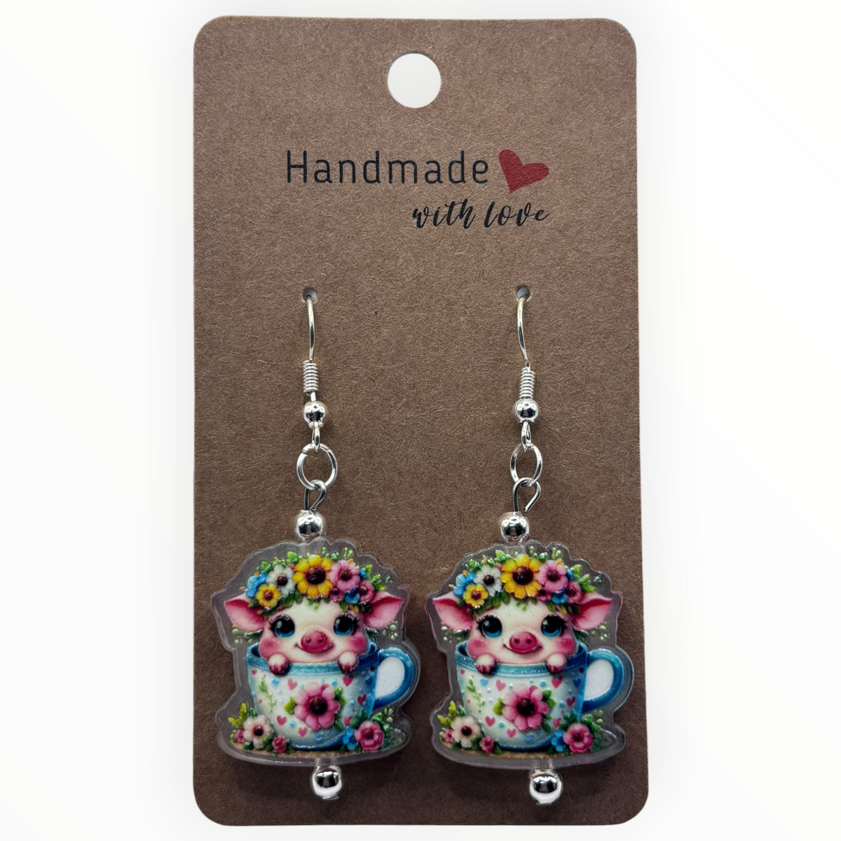 Tea Cup Piggy Earrings