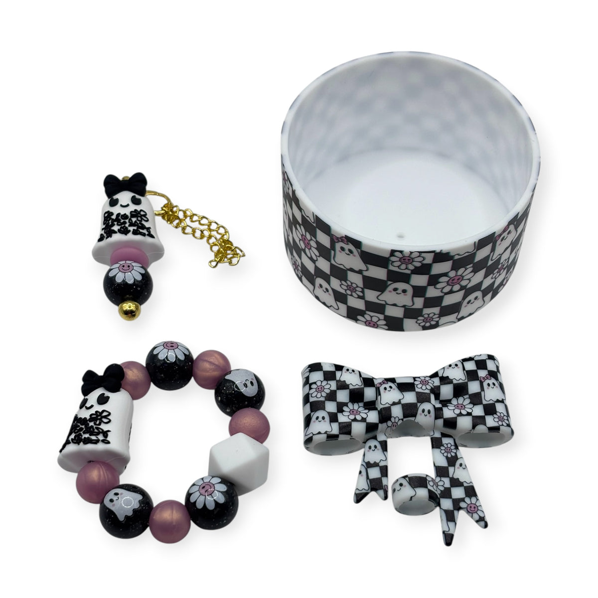 Checkered Daisy Ghost Tumbler Accessory Set