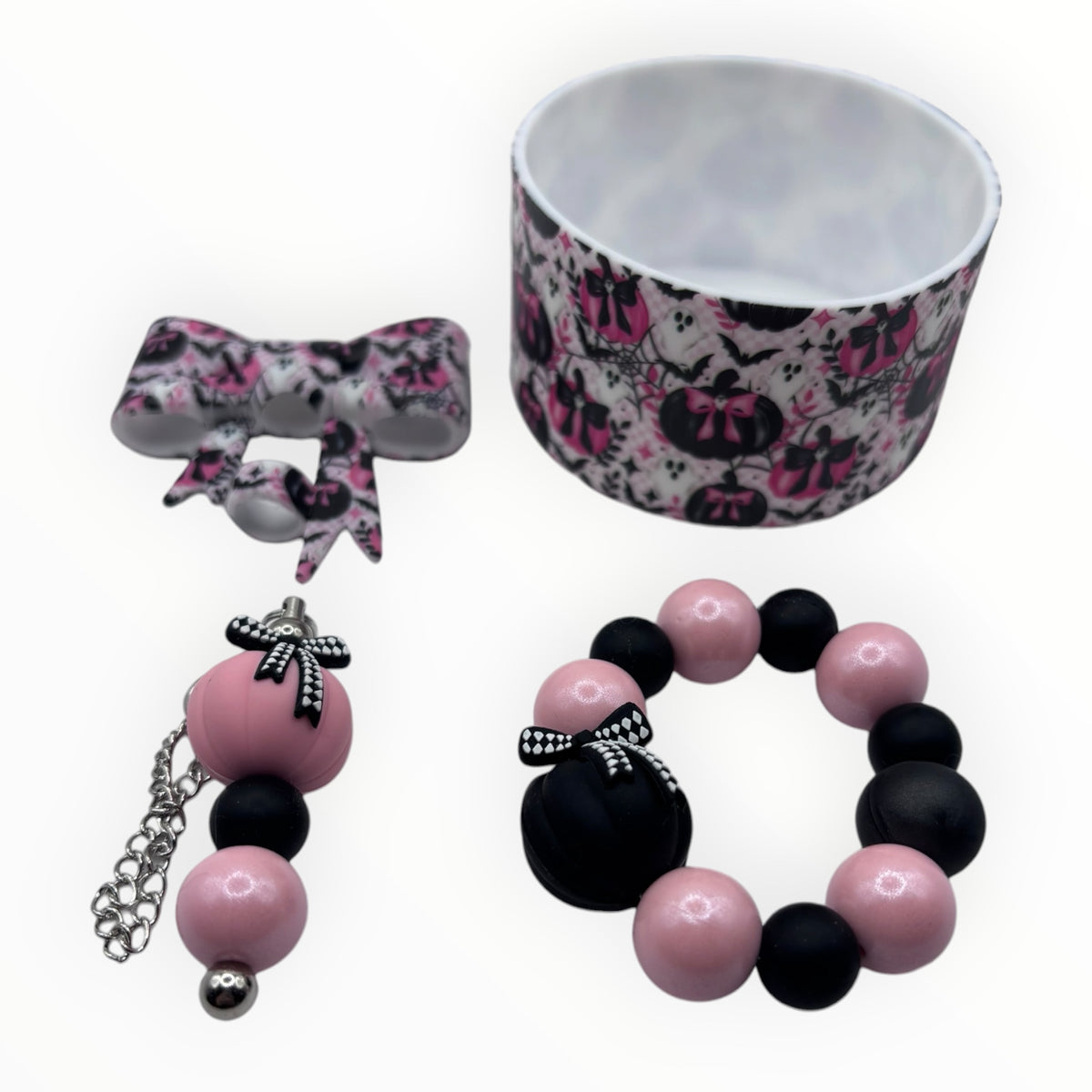 Pink Pumpkin Parade Tumbler Accessory Set