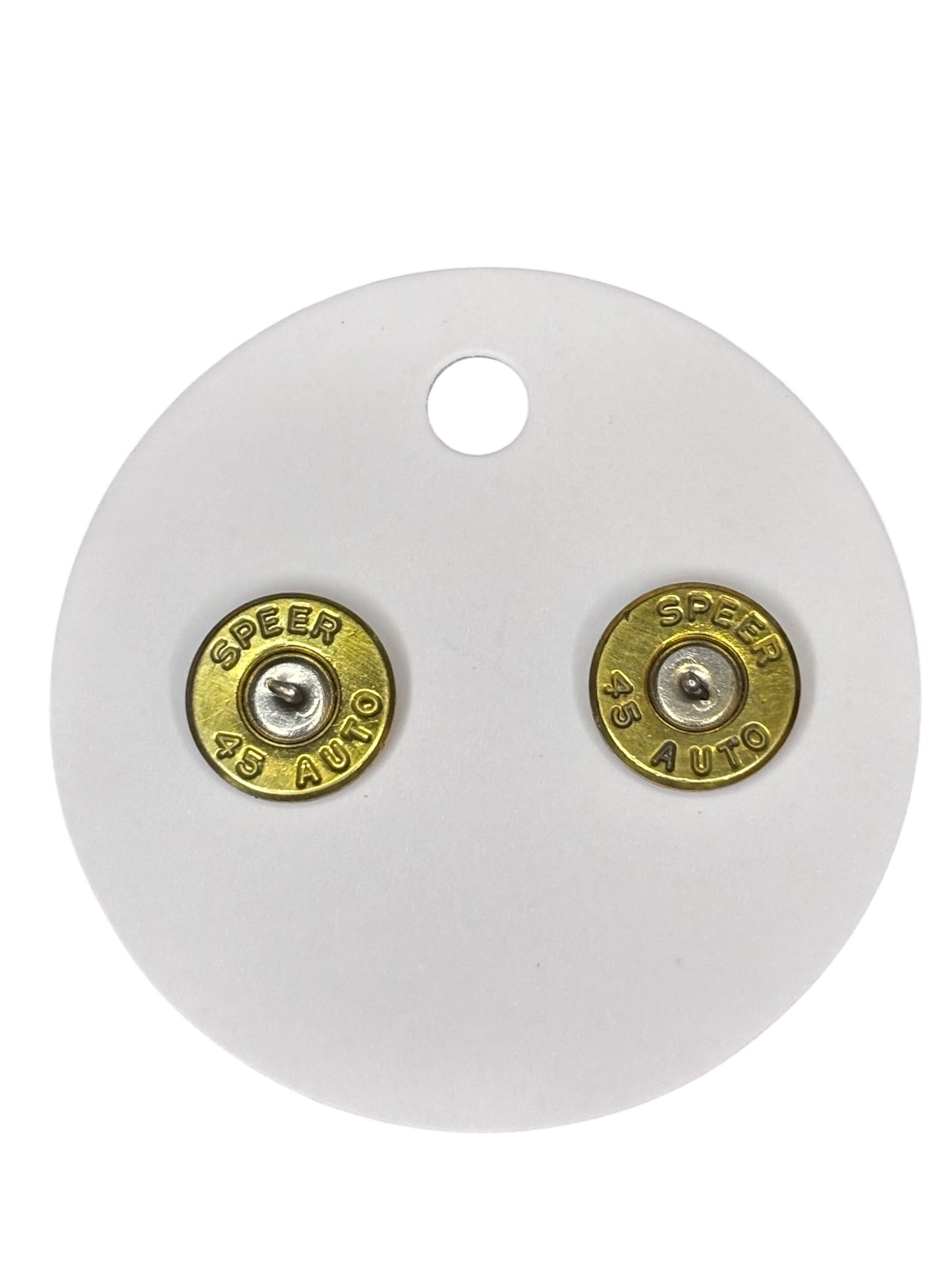 45 Auto Bullet Slice Stud Earrings – Primer Intact (Upcycled Casings)
