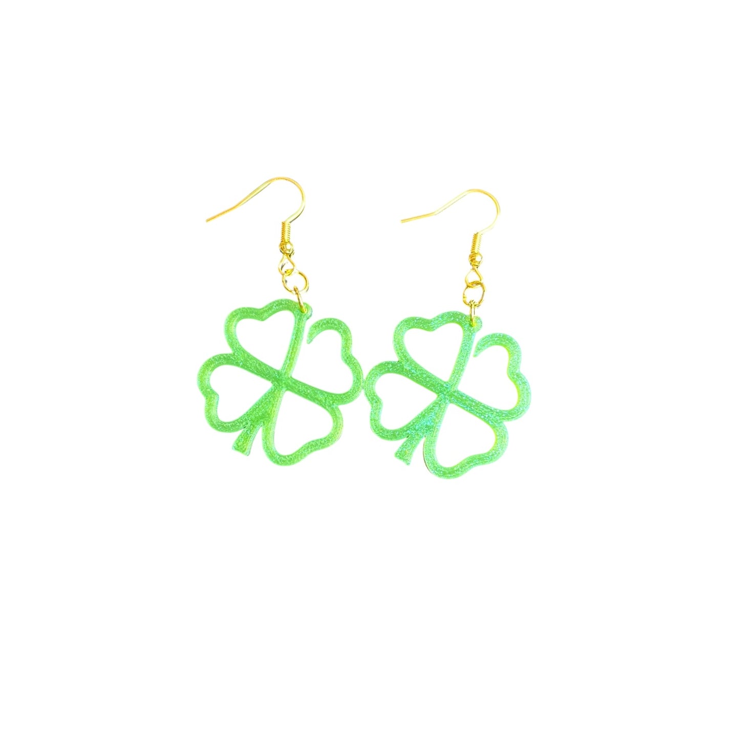 3D Printed Glitter Shamrock Earrings