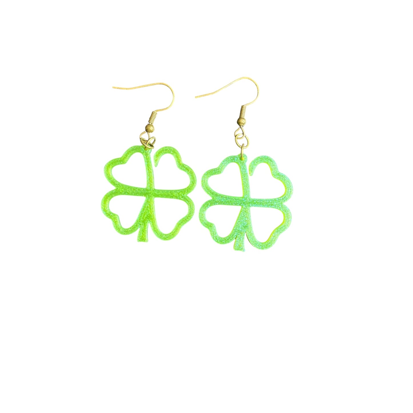 3D Printed Glitter Shamrock Earrings