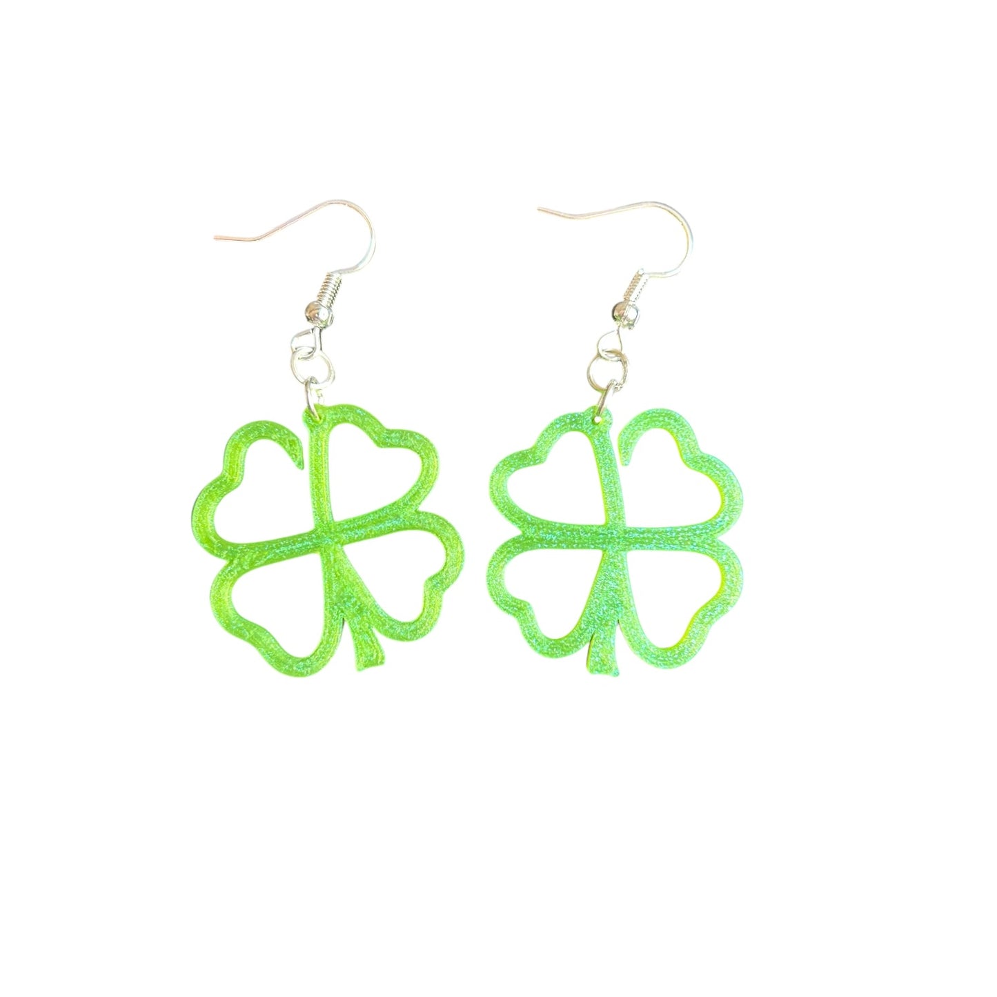 3D Printed Glitter Shamrock Earrings