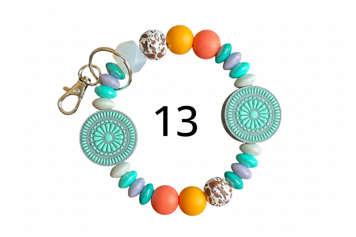 Beaded Silicone Wristlet Keychains