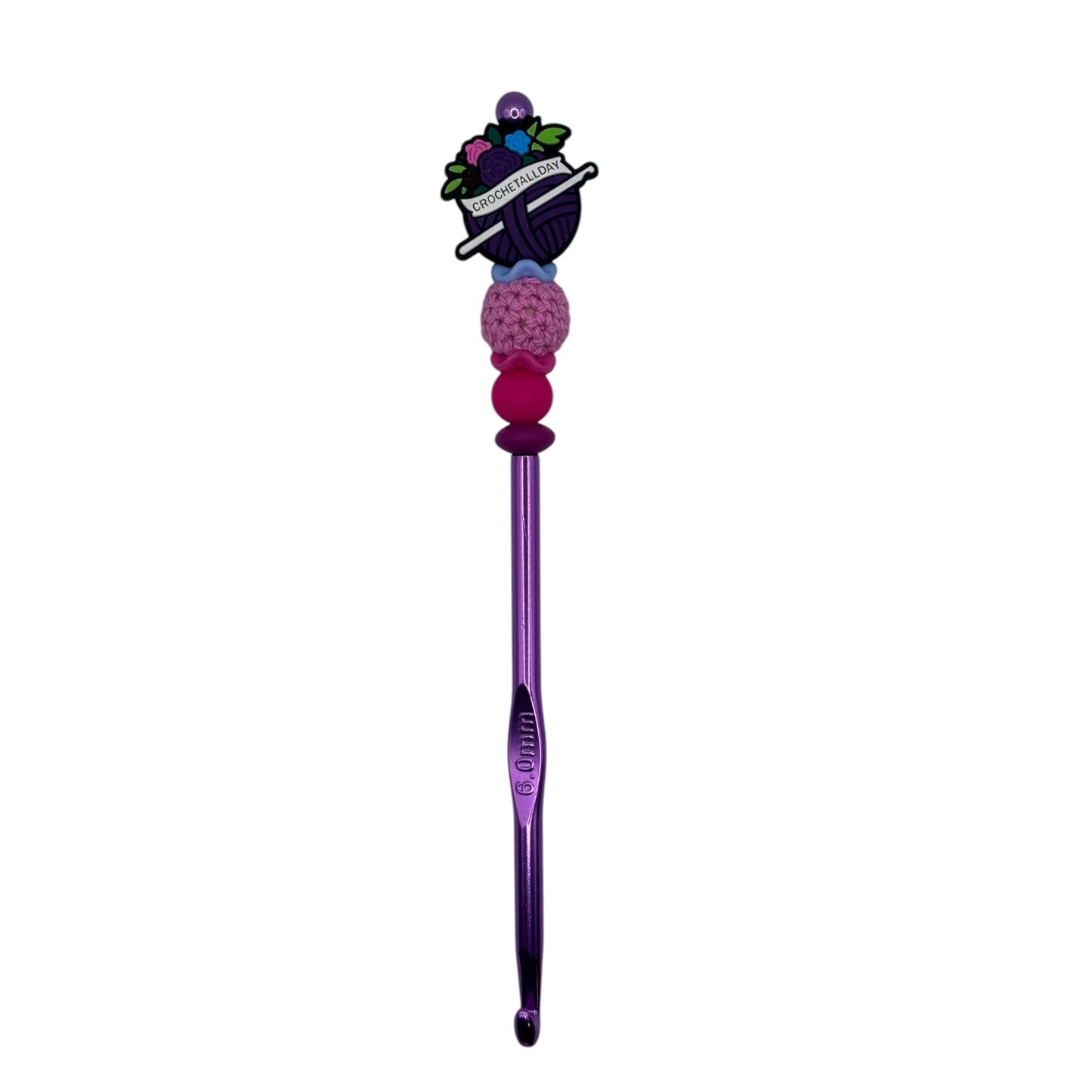 Crochet All Day Beaded Crochet Hook:  Size 6.0 mm Handmade Crochet Hook