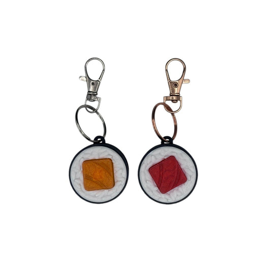 Sushi Clicker Keychain:  Tuna or Salmon 3D Printed Fidget Keychain