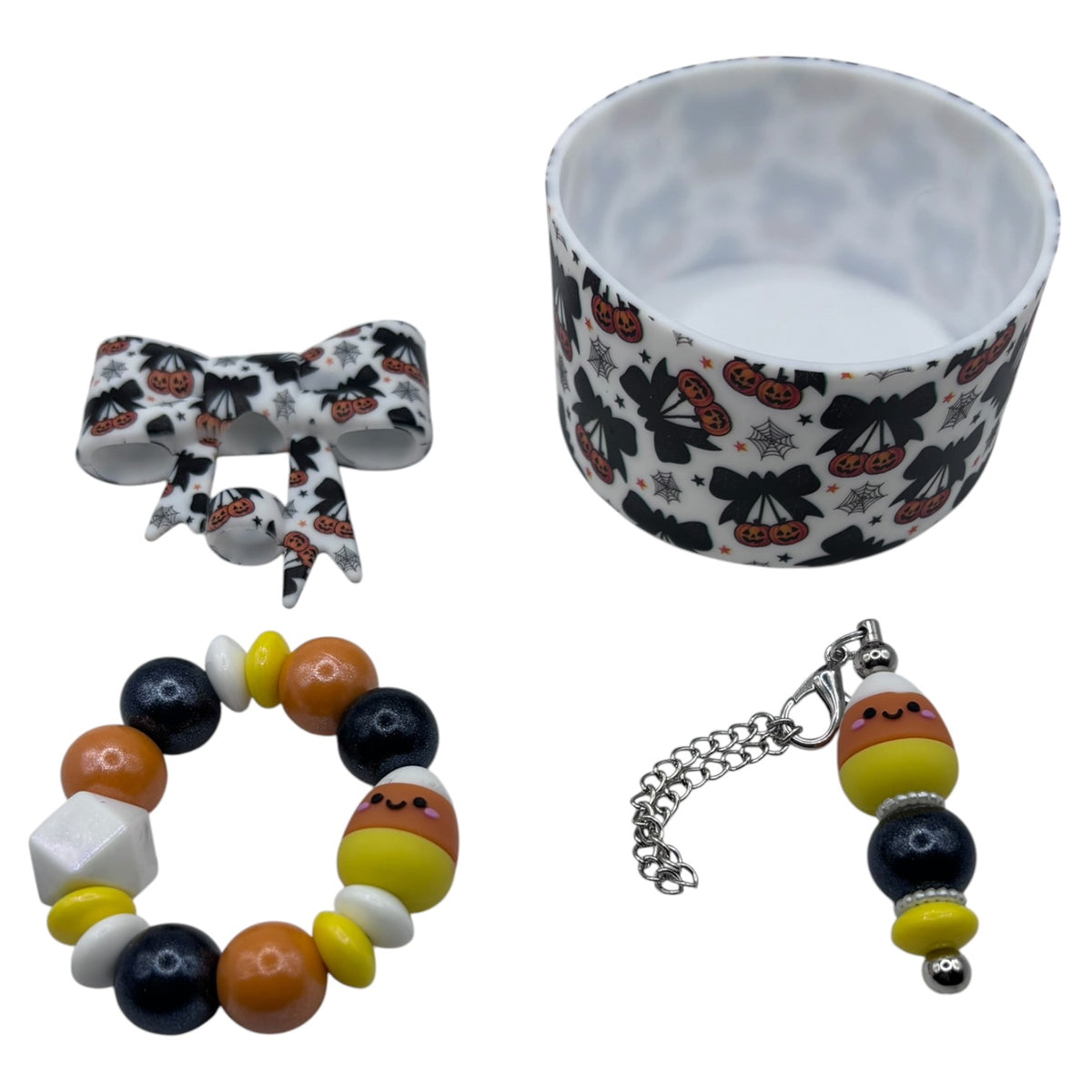 Classic Cherry Candy Corn Bow Tumbler Accessory Set