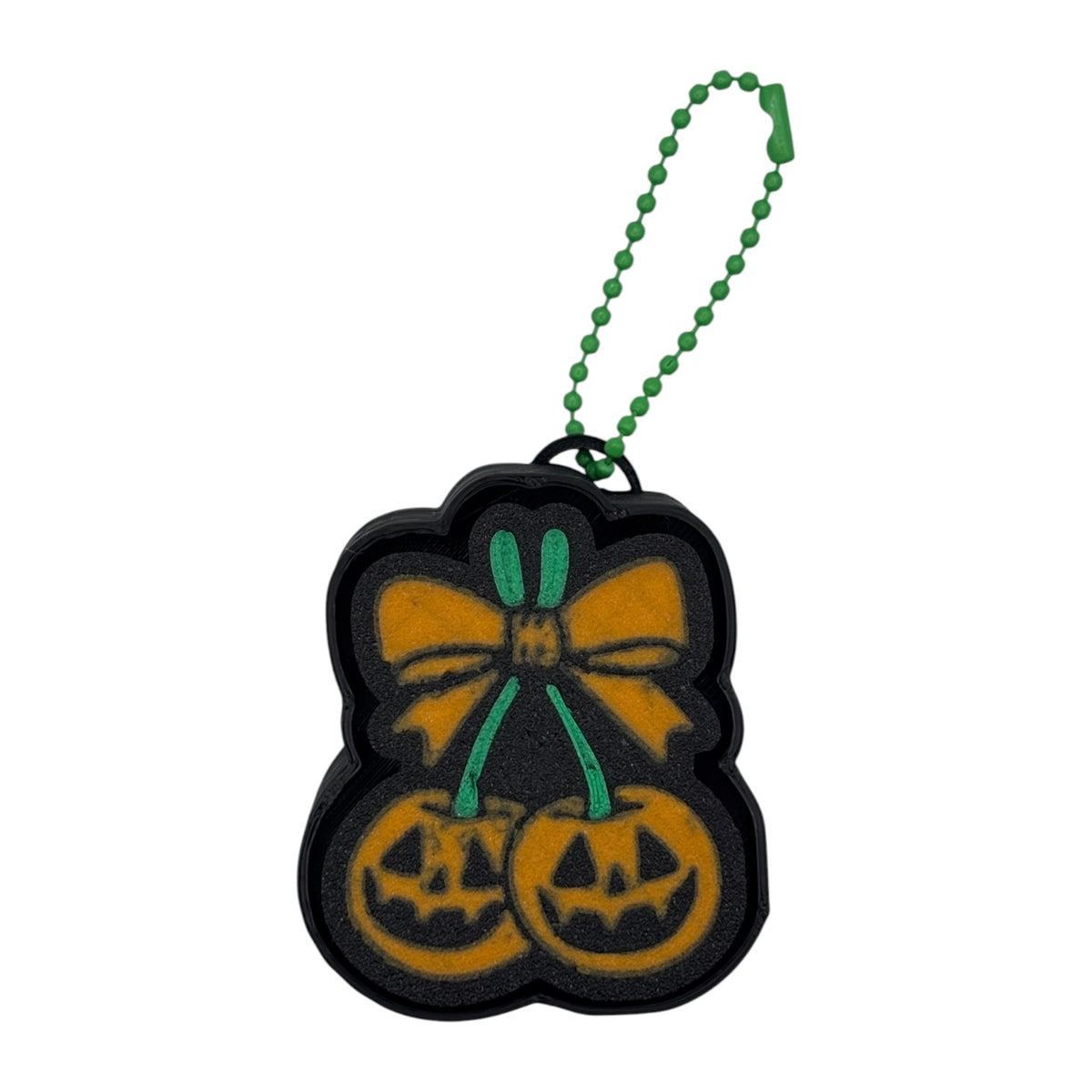 Orange Pumpkin Cherry Clicker Keychain