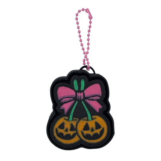 Pink Pumpkin Cherry Clicker Keychain