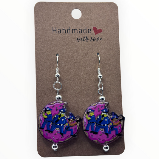 Cartoon Cops & Donut Acrylic Earrings