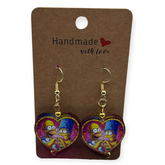 Cartoon Couple Heart Acrylic Earrings