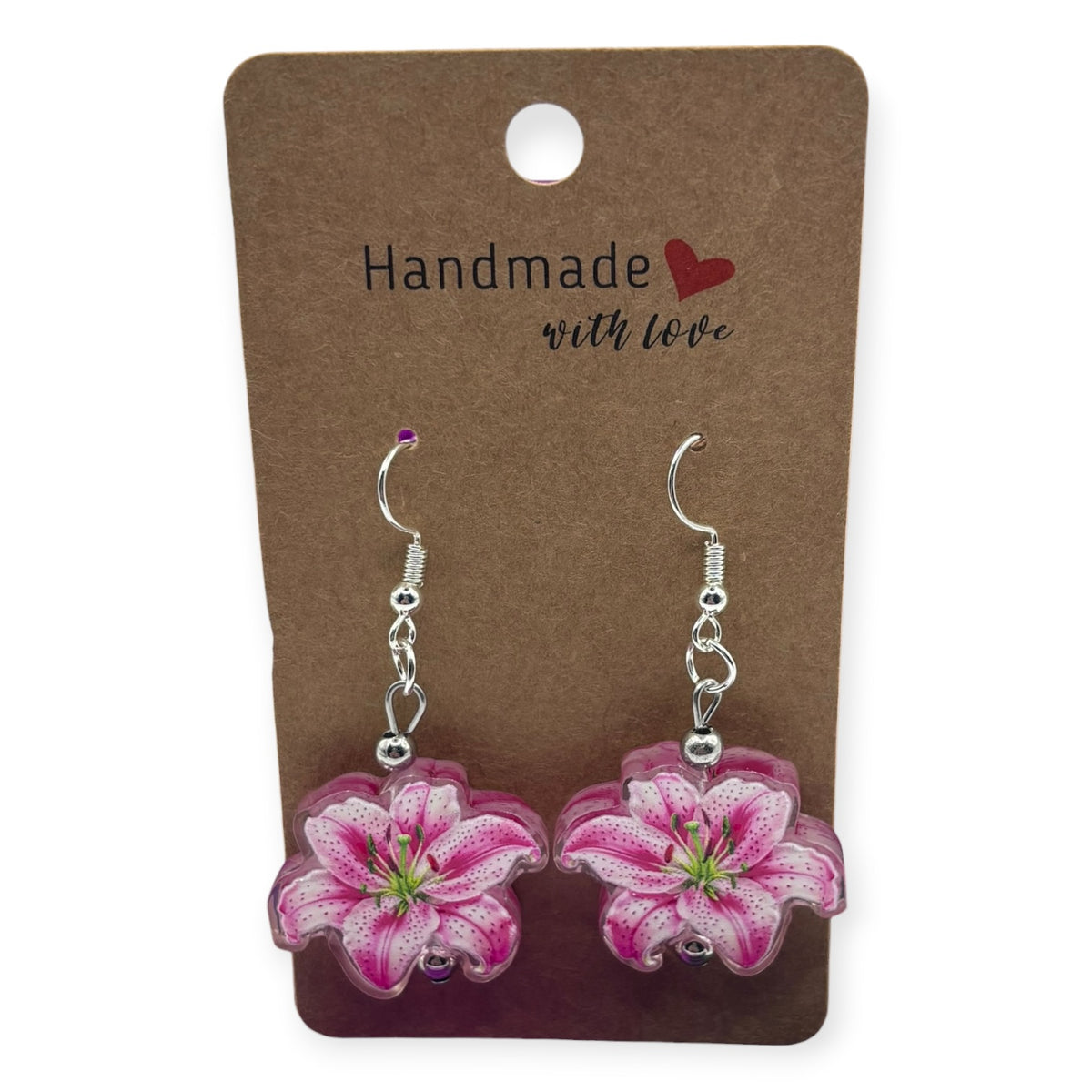 Pink Lily Acrylic Earrings