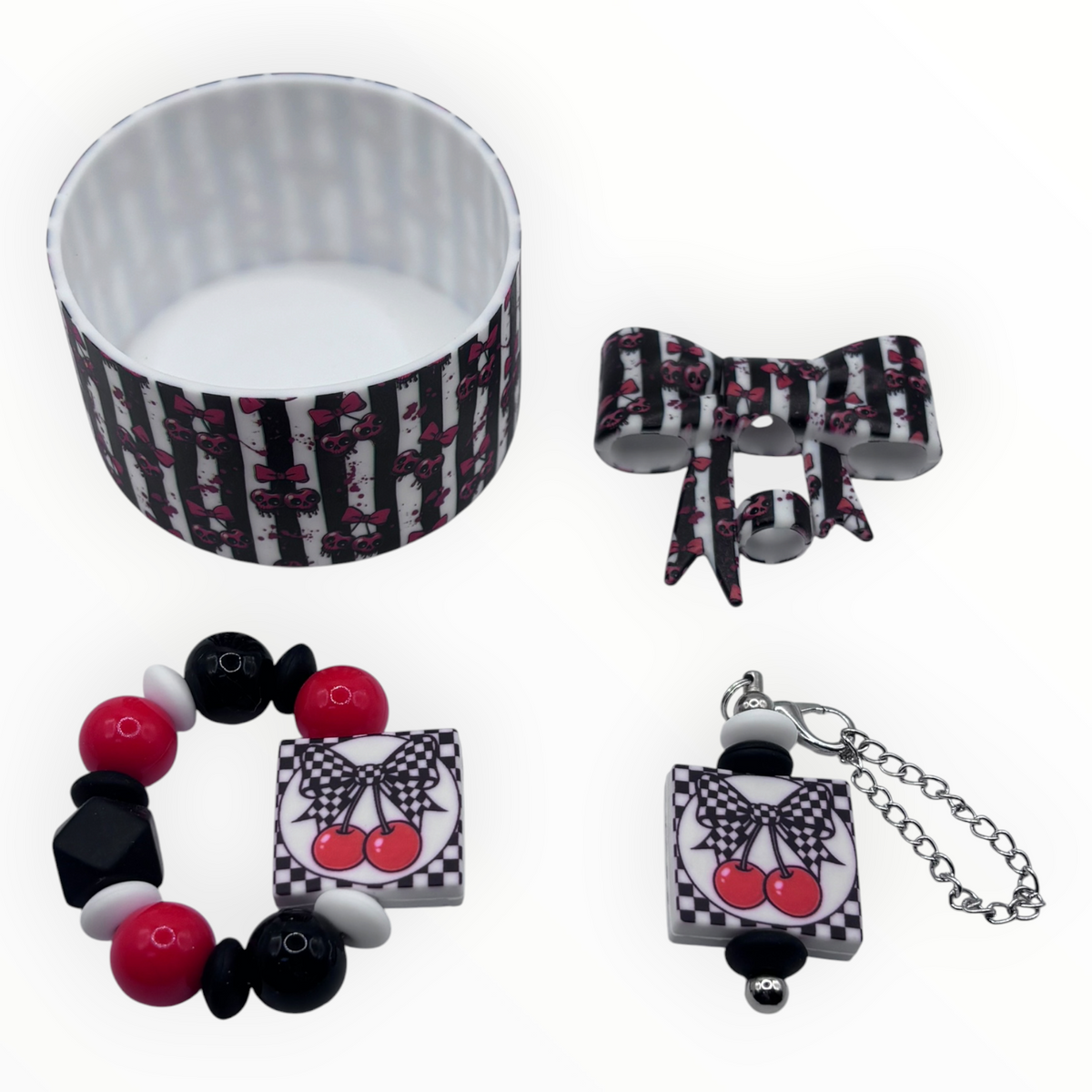 Spooky Cherry Bow Tumbler Accessory Set