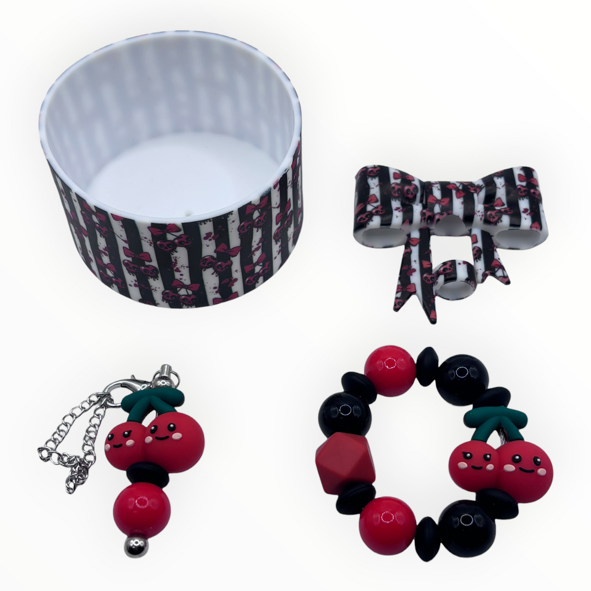Spooky Cherry Bow Tumbler Accessory Set