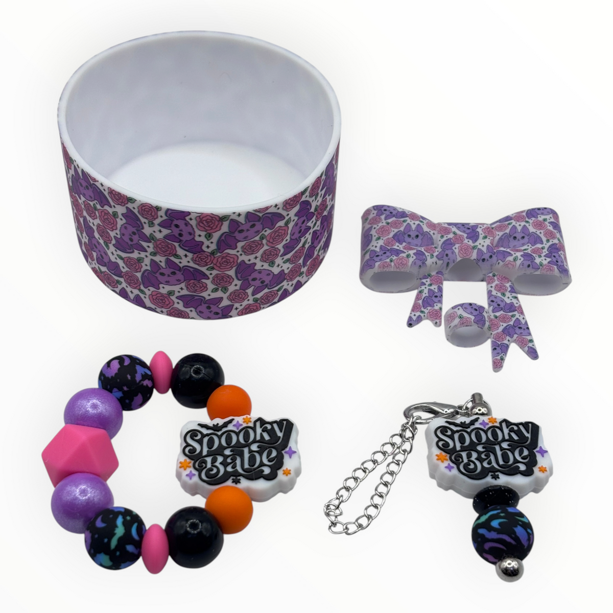 Spooky Babe Bat Tumbler Accessory Set