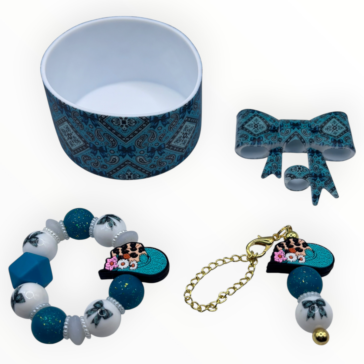Paisley Bow Tumbler Accessory Set