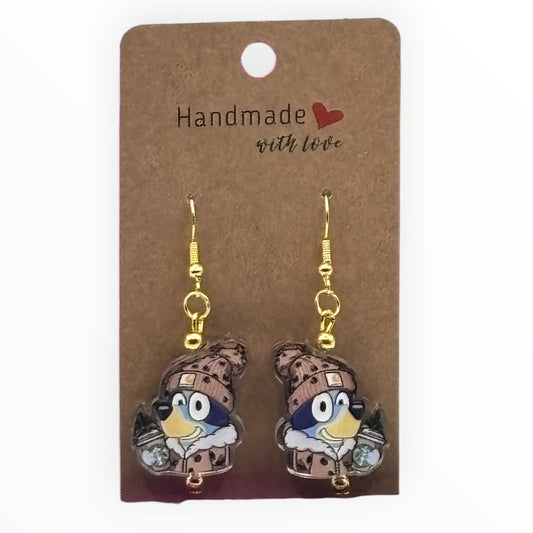 Cozy Blue Pup Acrylic Earrings