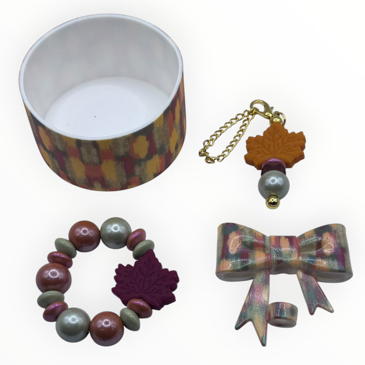 Autumn Plaid Tumbler Accessory Set