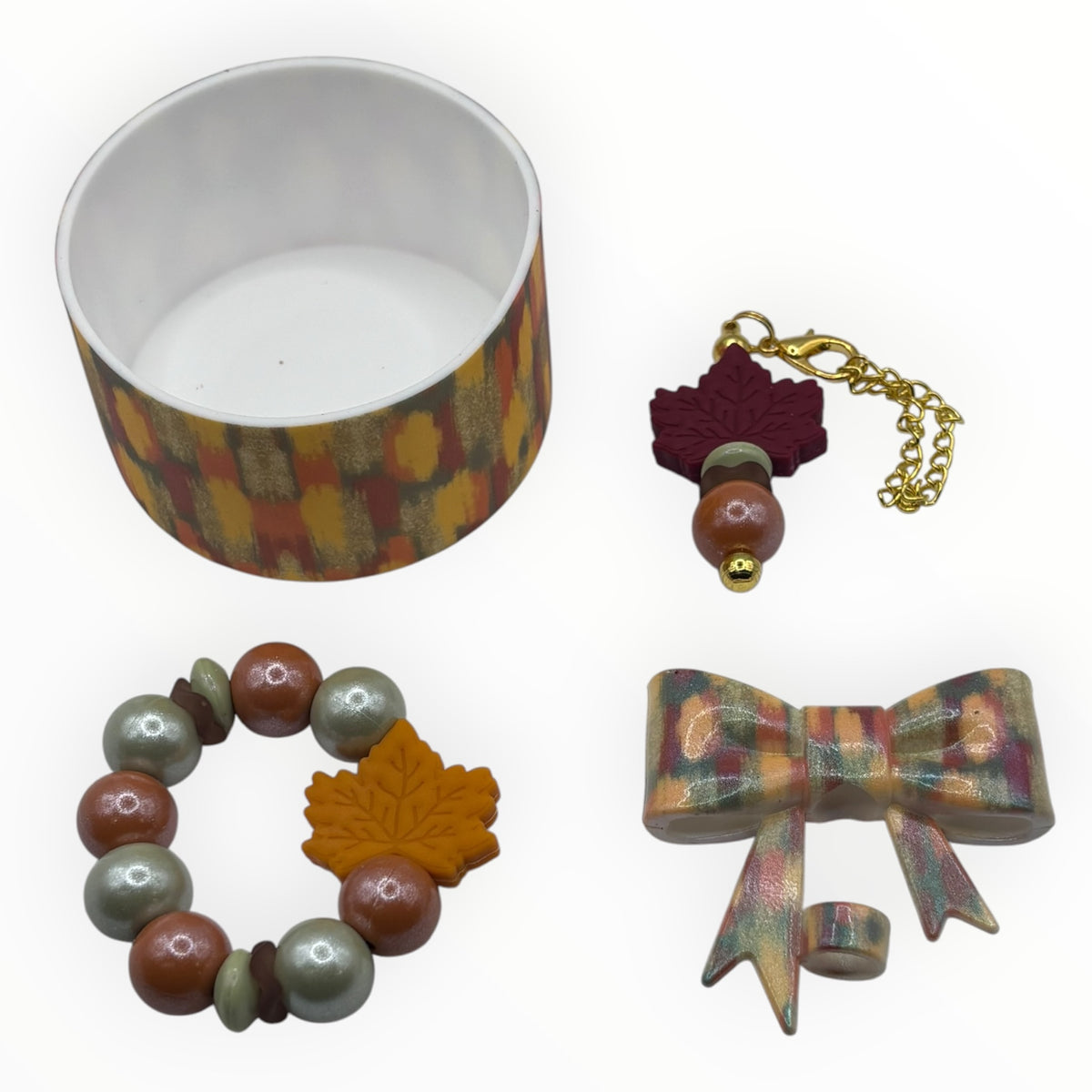 Autumn Plaid Tumbler Accessory Set
