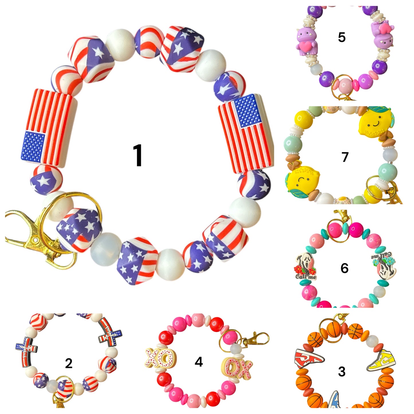 Beaded Silicone Wristlet Keychains