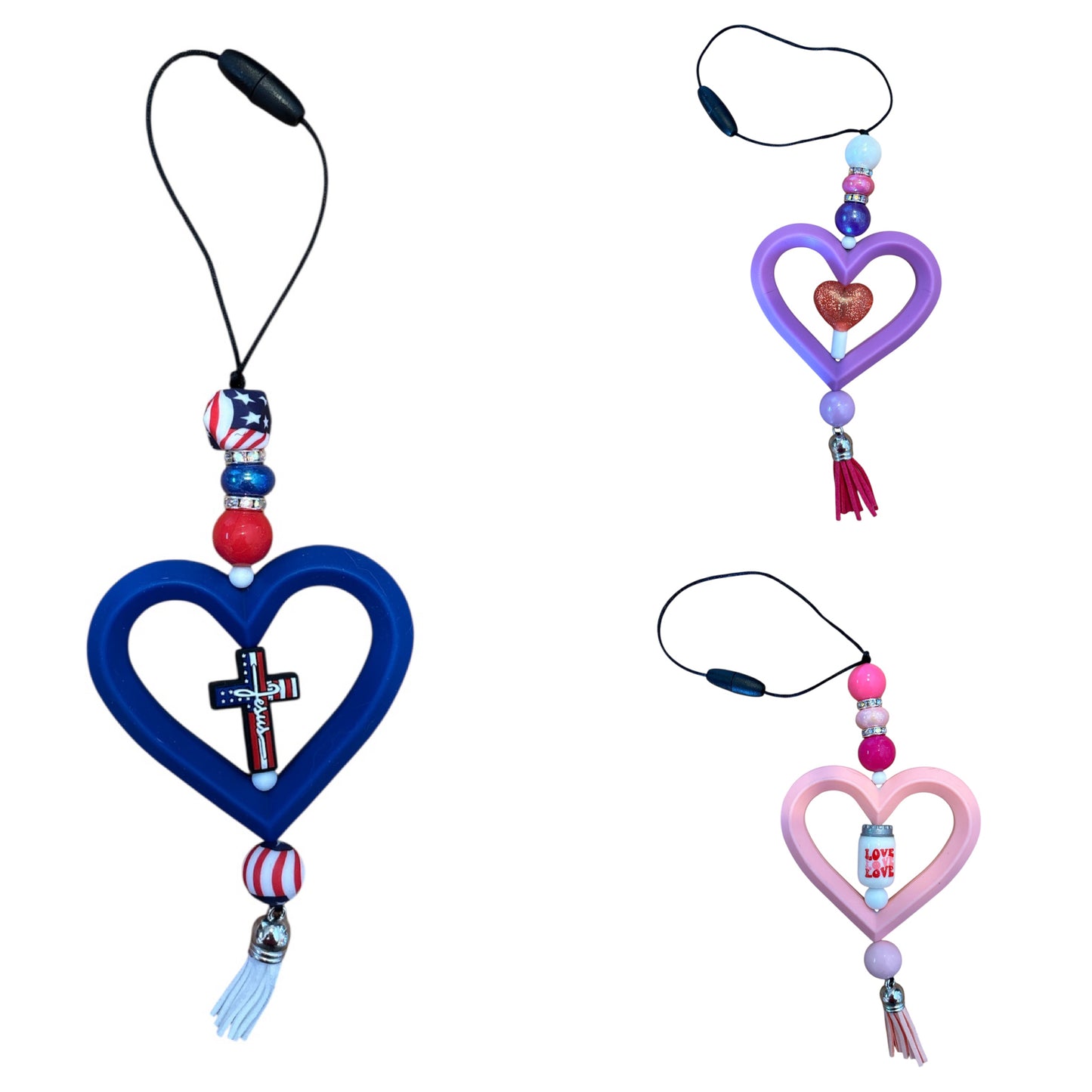 Beaded Heart Car Charms