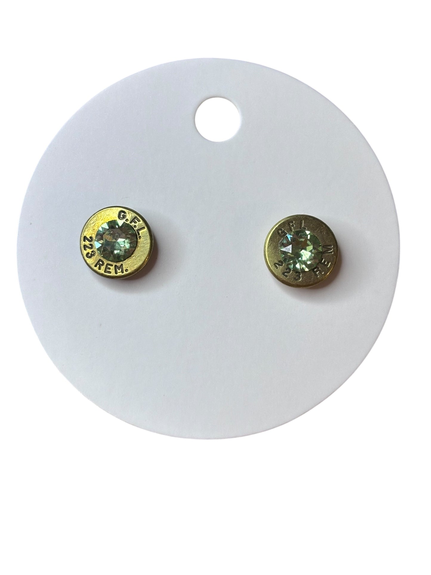 .223 Bullet Slice Stud Earrings with Genuine Swarovski Crystals