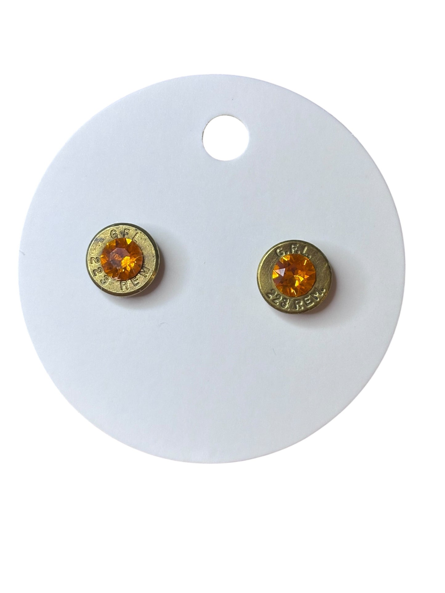 .223 Bullet Slice Stud Earrings with Genuine Swarovski Crystals