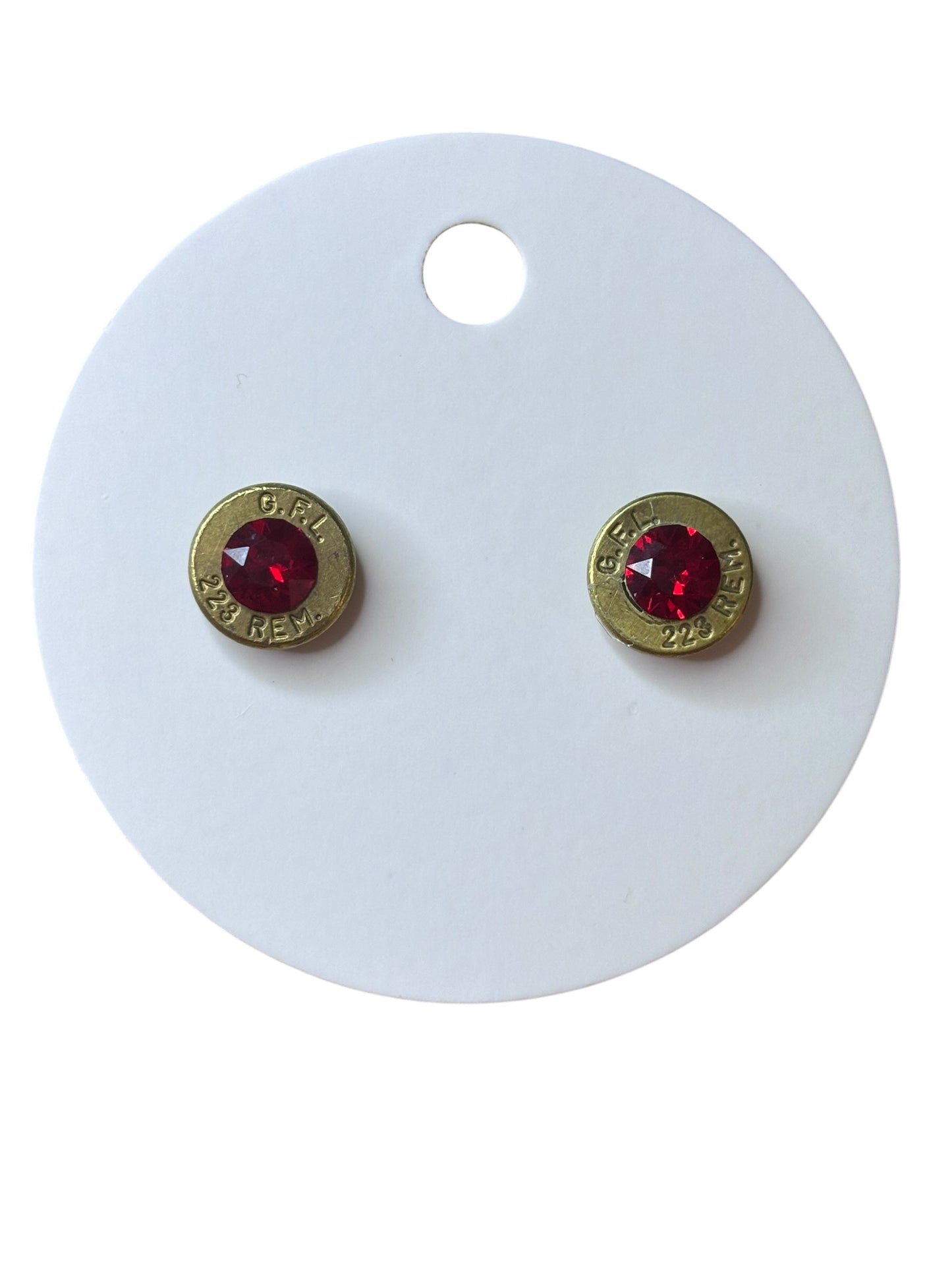 .223 Bullet Slice Stud Earrings with Genuine Swarovski Crystals