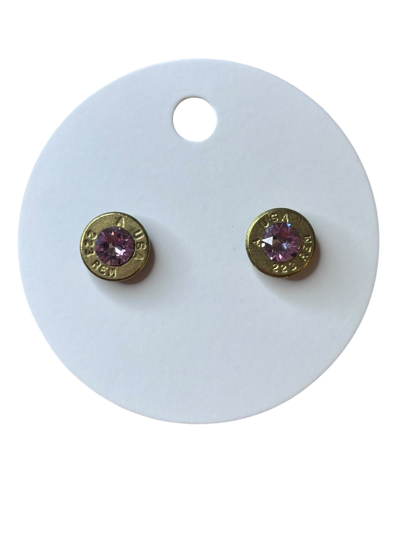 .223 Bullet Slice Stud Earrings with Genuine Swarovski Crystals