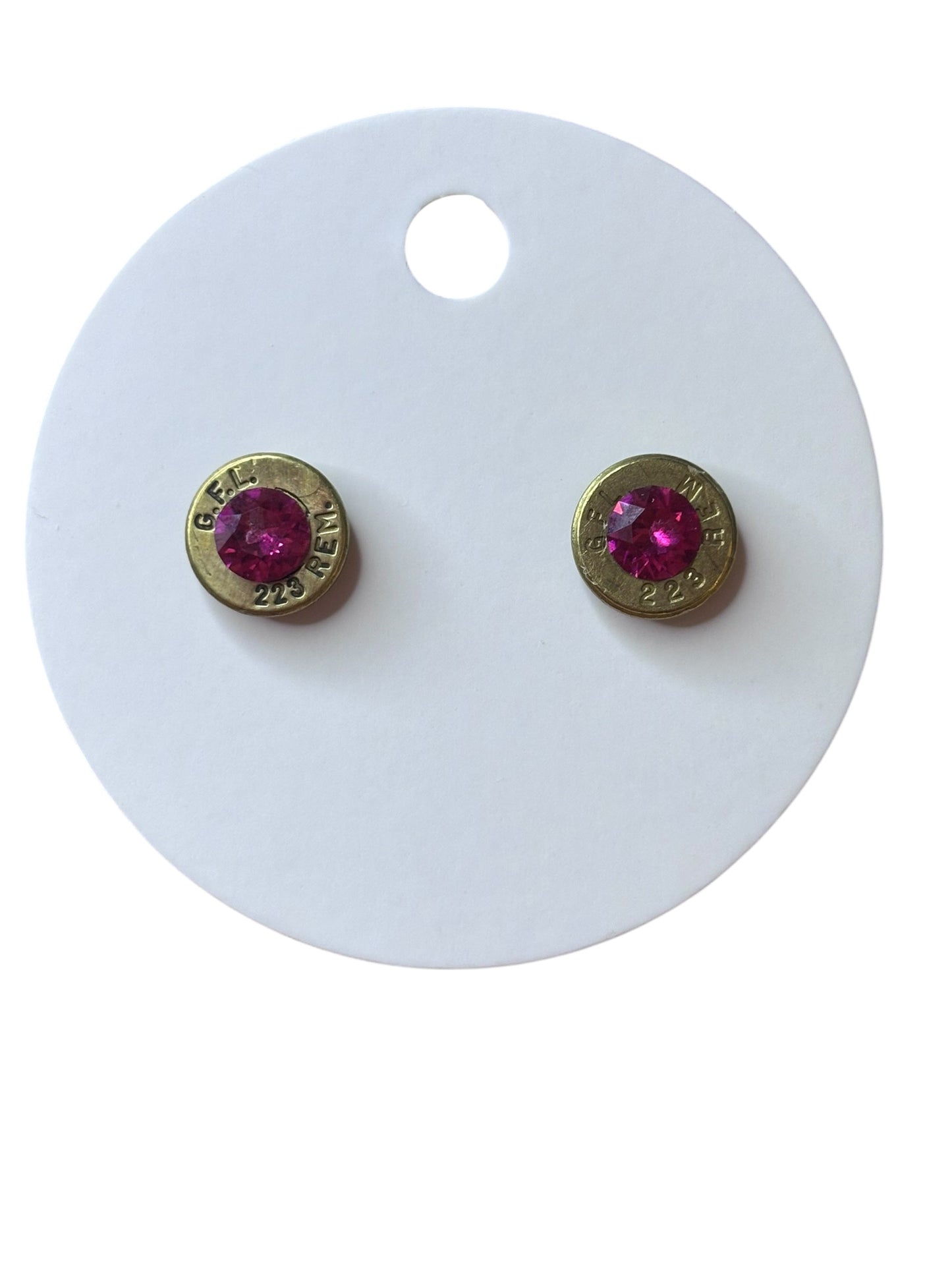 .223 Bullet Slice Stud Earrings with Genuine Swarovski Crystals