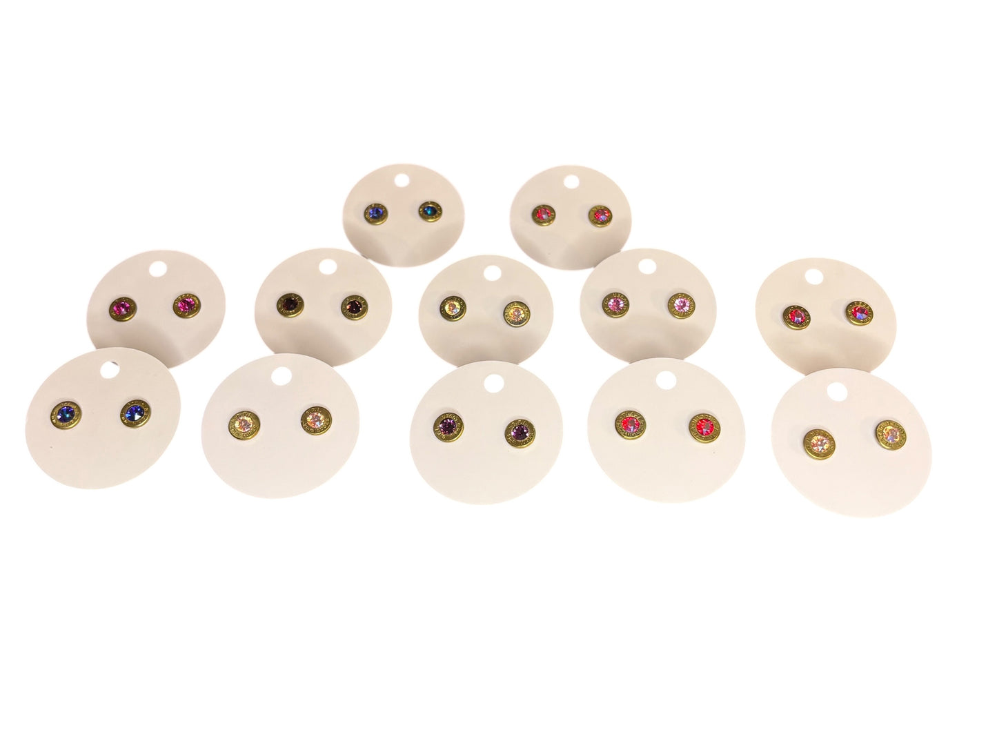 9mm Bullet Slice Stud Earrings with Genuine Swarovski Crystals