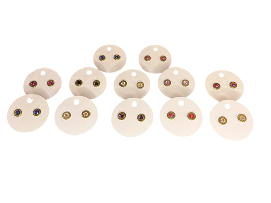 9mm Bullet Slice Stud Earrings with Genuine Swarovski Crystals