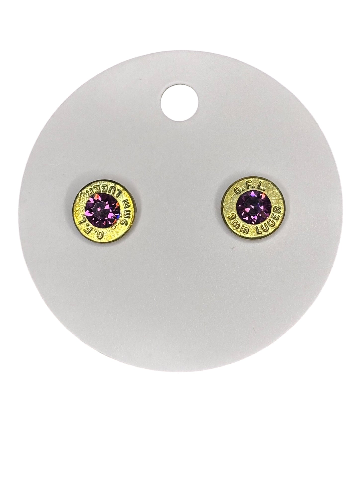 9mm Bullet Slice Stud Earrings with Genuine Swarovski Crystals