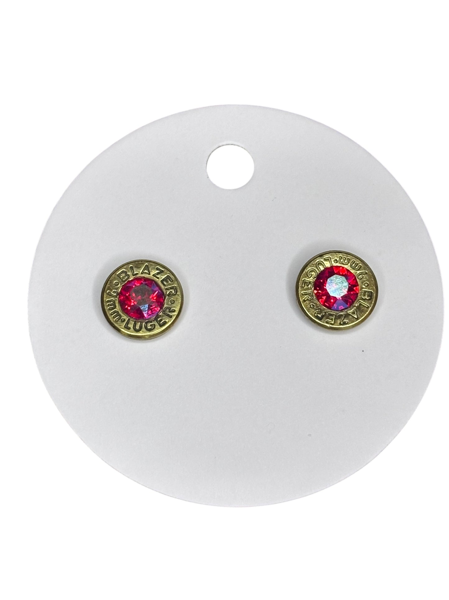 9mm Bullet Slice Stud Earrings with Genuine Swarovski Crystals