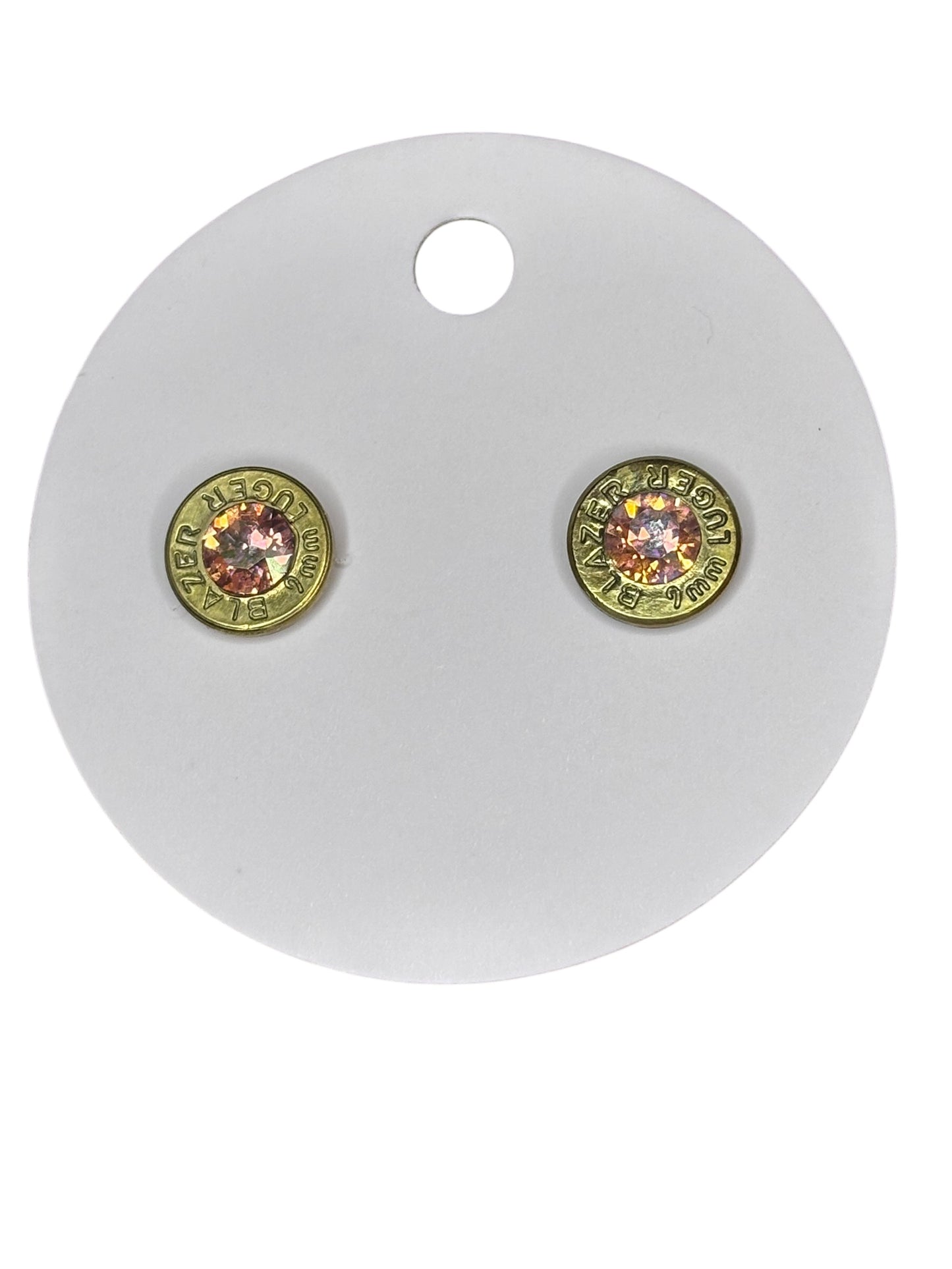 9mm Bullet Slice Stud Earrings with Genuine Swarovski Crystals