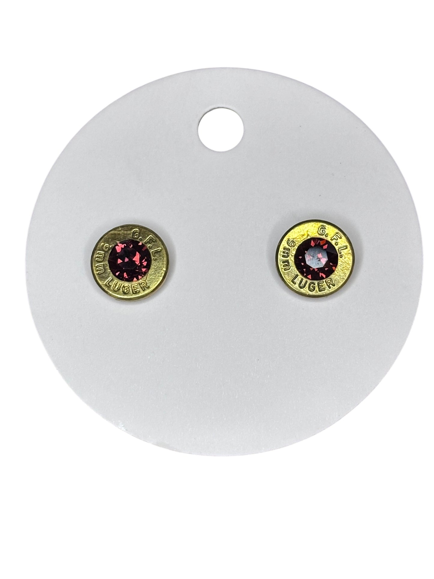 9mm Bullet Slice Stud Earrings with Genuine Swarovski Crystals