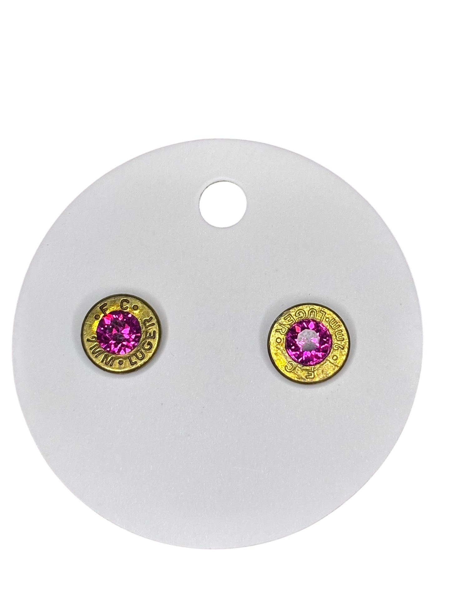 9mm Bullet Slice Stud Earrings with Genuine Swarovski Crystals