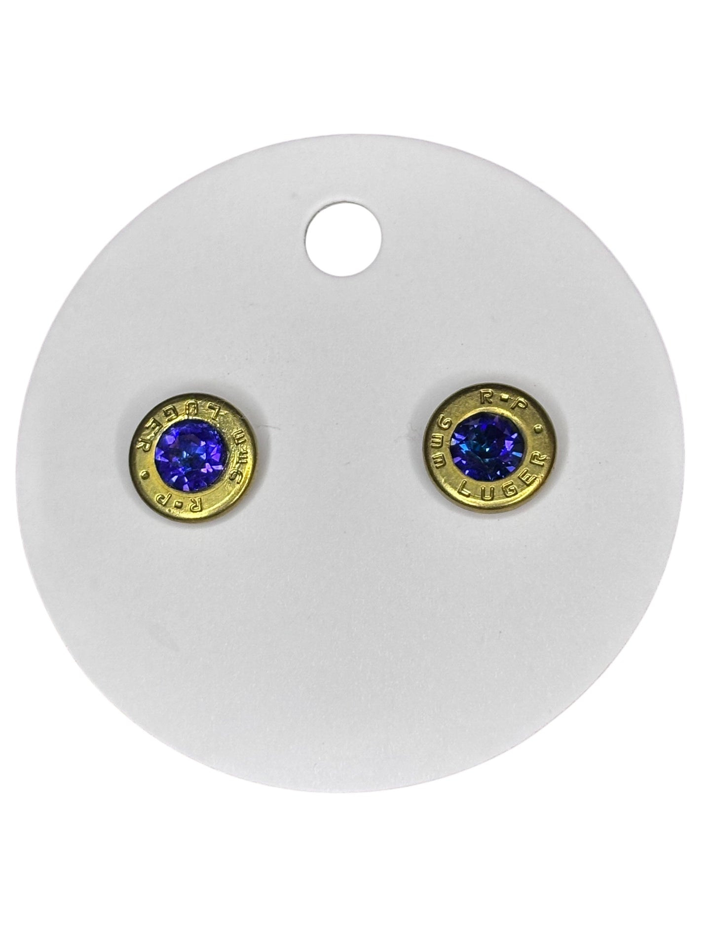 9mm Bullet Slice Stud Earrings with Genuine Swarovski Crystals