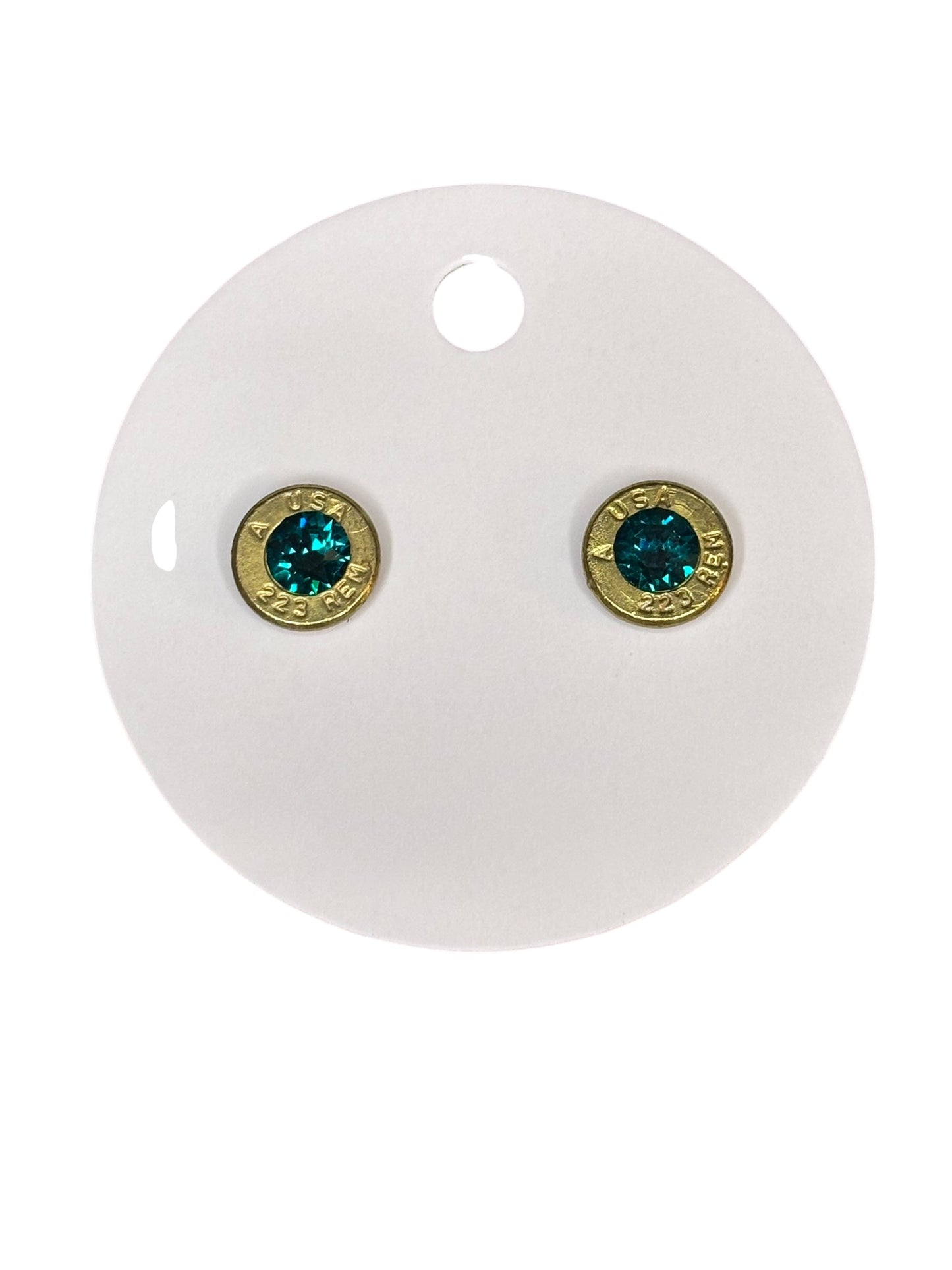 .223 Bullet Slice Stud Earrings with Genuine Swarovski Crystals