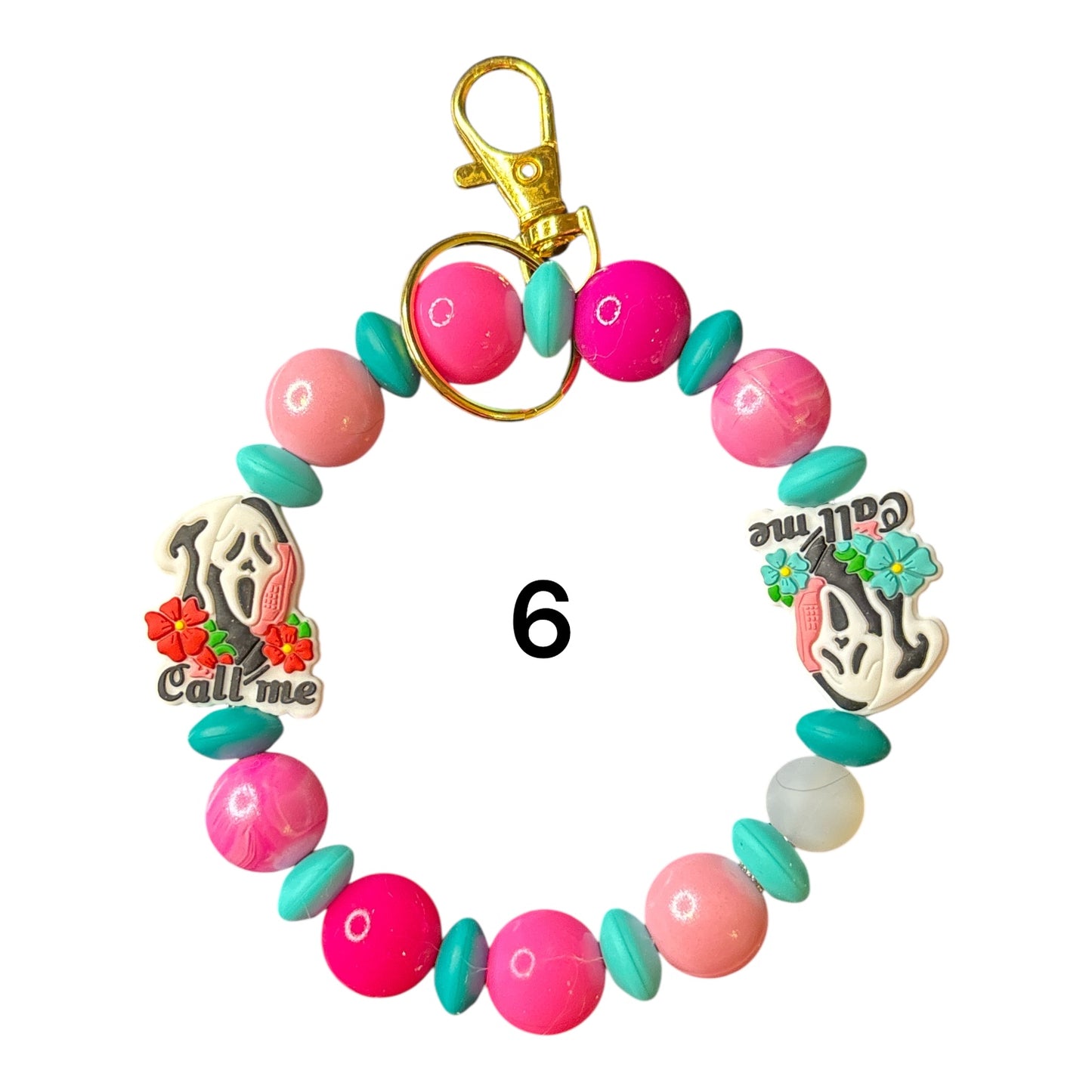 Beaded Silicone Wristlet Keychains