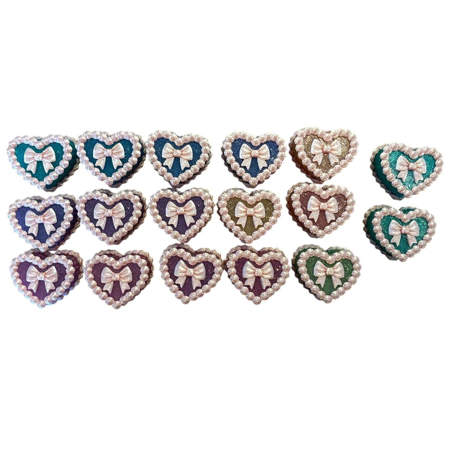 Rainbow Heart Bow Straw Charms