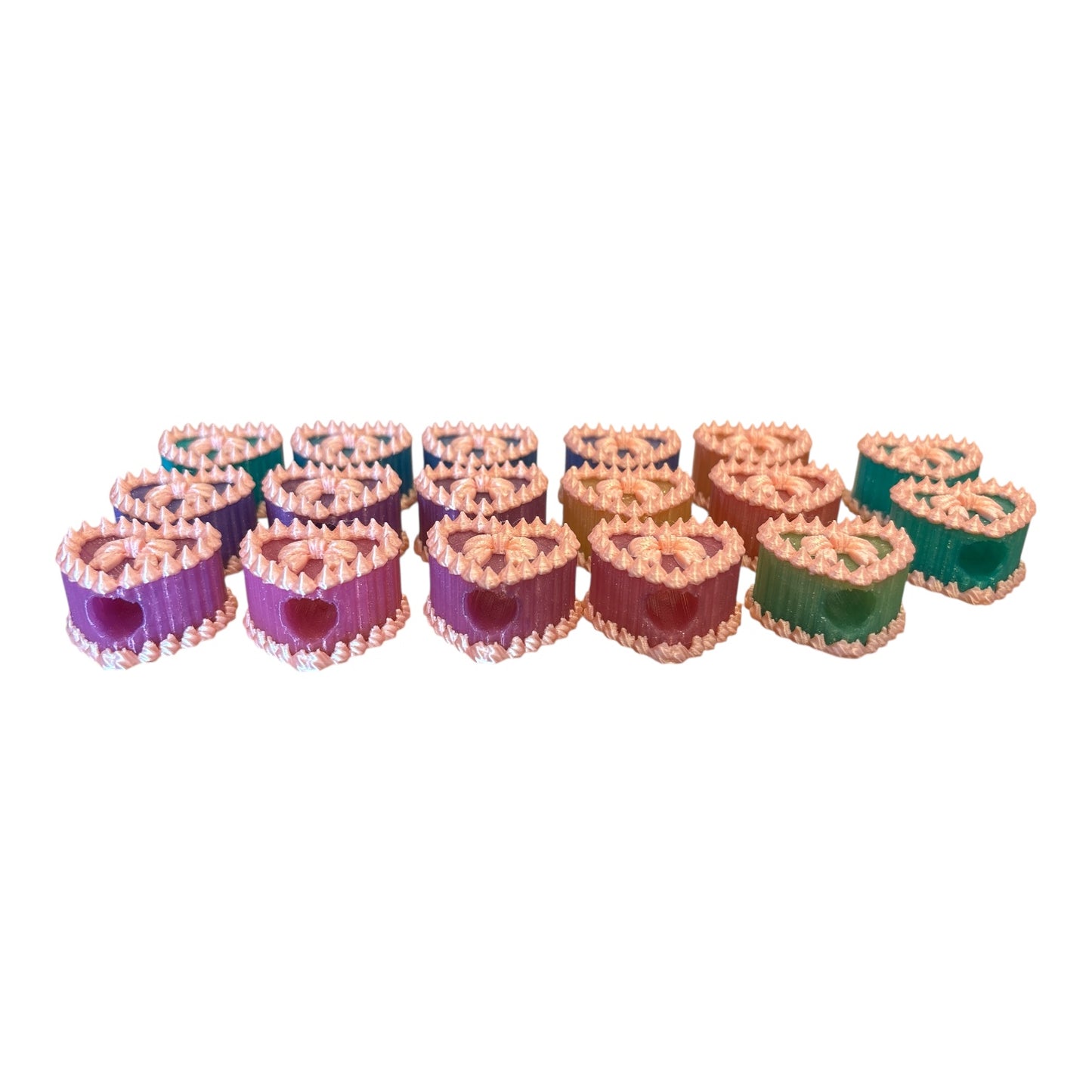 Rainbow Heart Bow Straw Charms