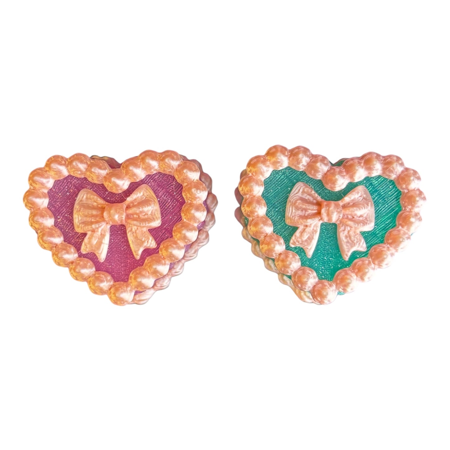 Rainbow Heart Bow Straw Charms