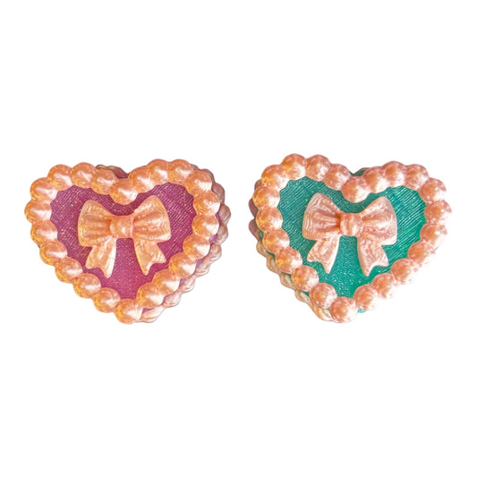Rainbow Heart Bow Straw Charms
