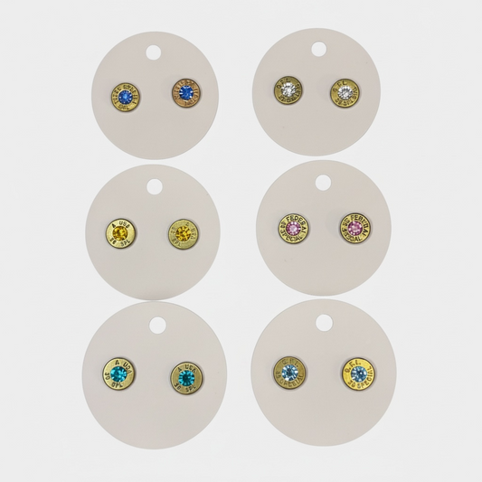 .38 Special Bullet Slice Stud Earrings with Genuine Swarovski Crystals