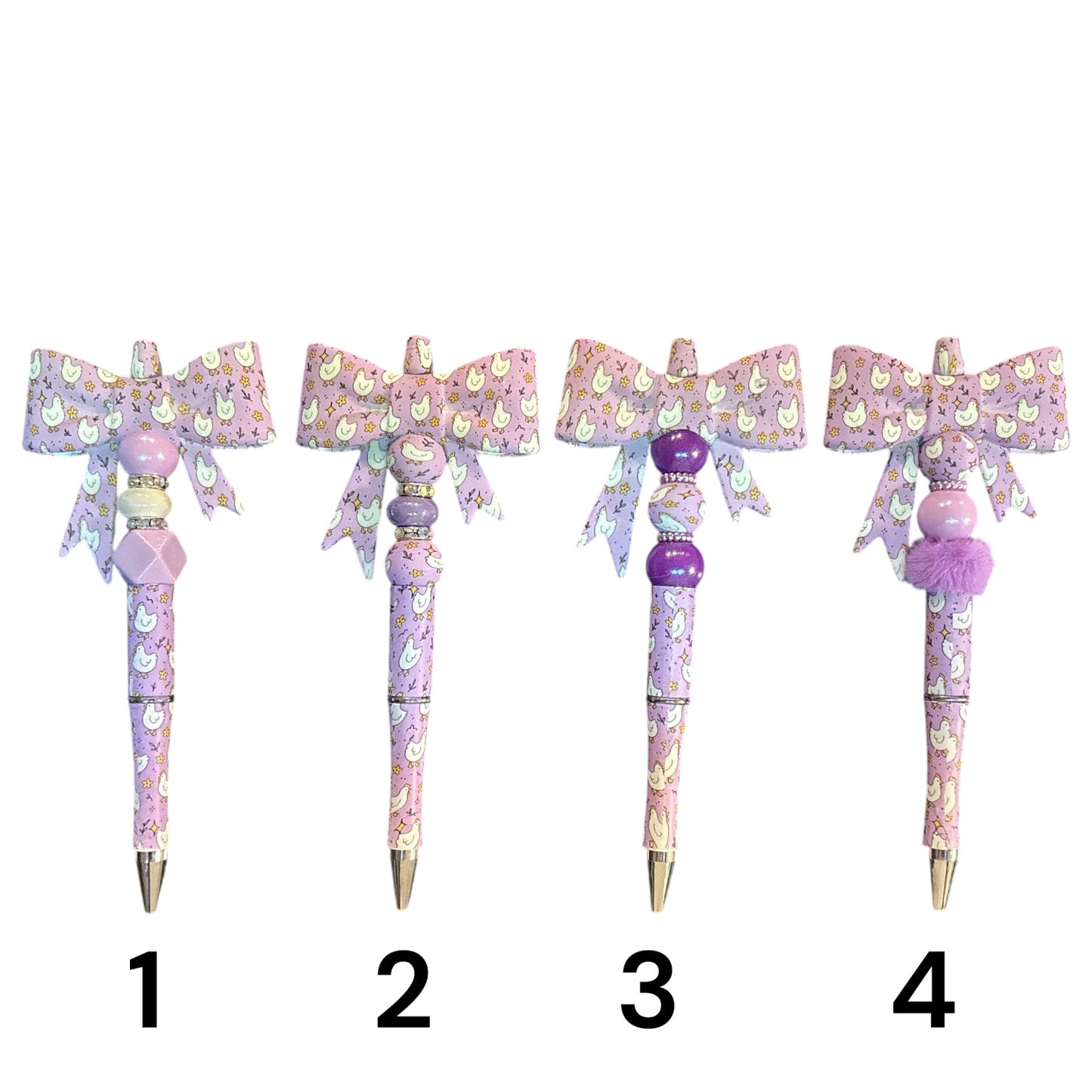 Purple Goose Bow Beaded Pens